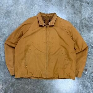 True Vintage 70s Tan Fur Lined Full Zip Work Wear Jacket Size XL
